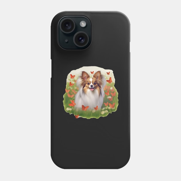 Cute Papillon & Butterflies Dog Sticker Phone Case by candiscamera