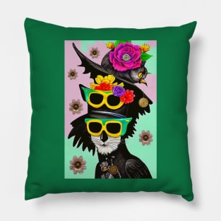 Byron! The Cool Steampunk Cat Crow Pillow