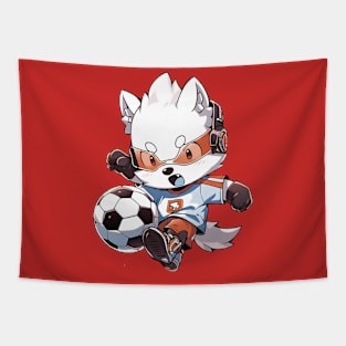 Cute fox soccer player Tapestry