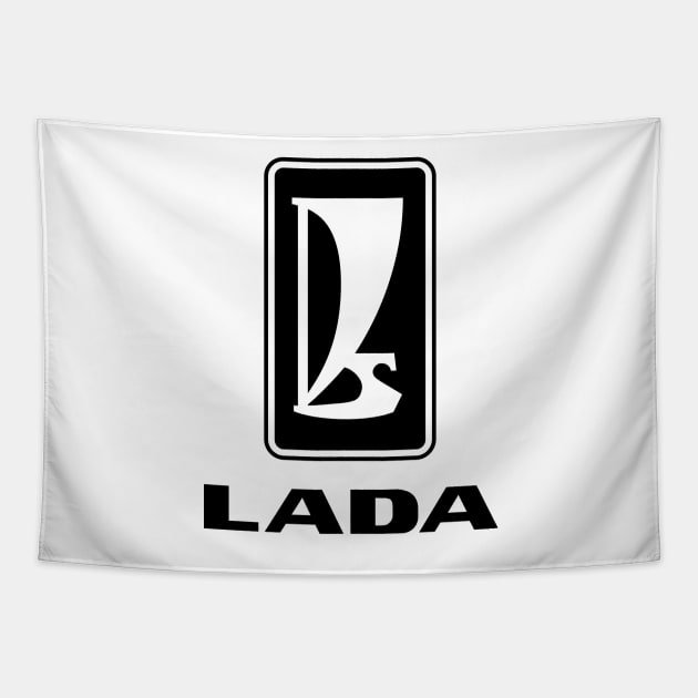 Lada logo 1980s (black) Tapestry by GetThatCar