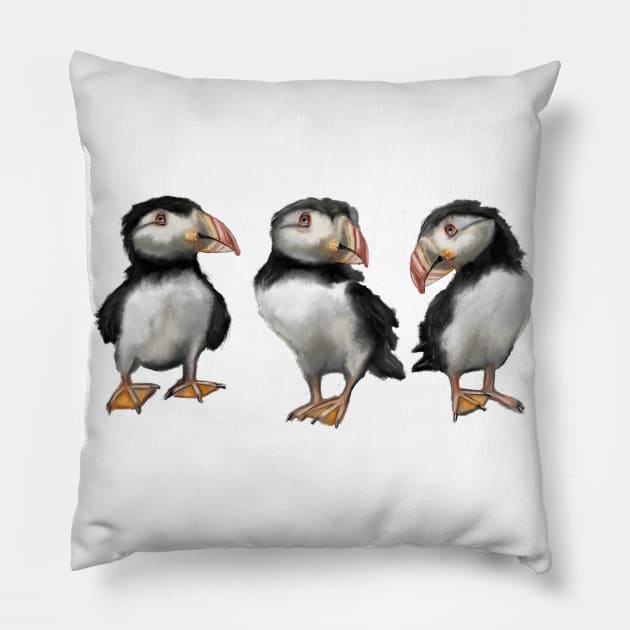 Puffins in November Pillow by msmart