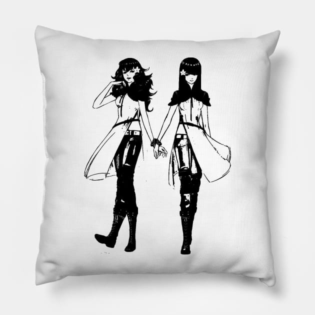 Weathered Devola/Popola Nier Automata Pillow by TortillaChief