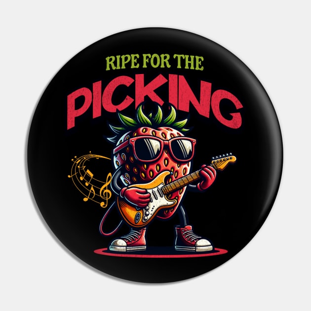 Funny Strawberry Rocker Pin by The Jumping Cart