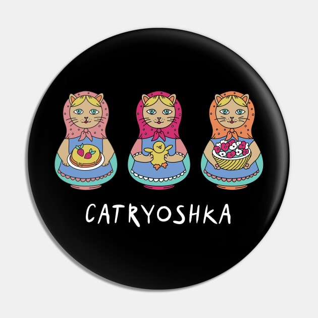 Catryoshka Matreshka Cat Babushka Style Pin by okpinsArtDesign