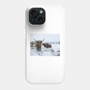 Scottish Highland Cattle Cows and Calf 1984 Phone Case