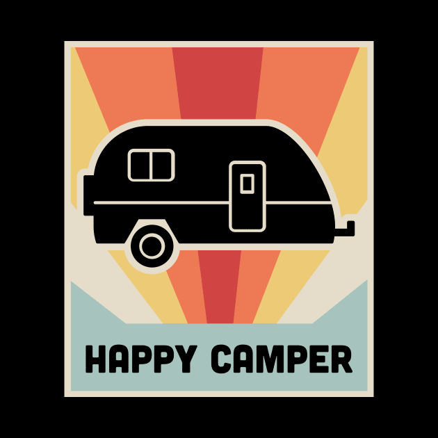 HAPPY CAMPER | Vintage RV Poster by MeatMan