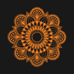 Flower Mandala (orange on black) T-Shirt