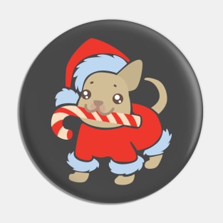 Dog with santa hat Pin