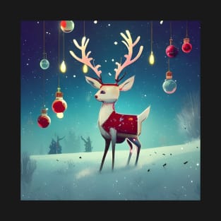 Christmas Reindeer on the Hill T-Shirt