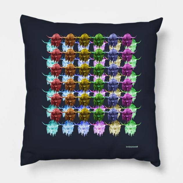 Pride O' The Herd Scottish Highland Cows LGBTQ Pillow by brodyquixote