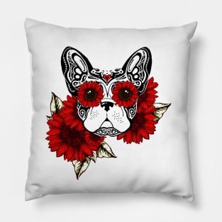 French bulldog, sugar skull, halloween, cool, sugar skull french bulldog Pillow