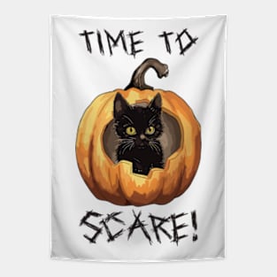 Halloween Cat - Black Kitty in a Pumpkin Tapestry