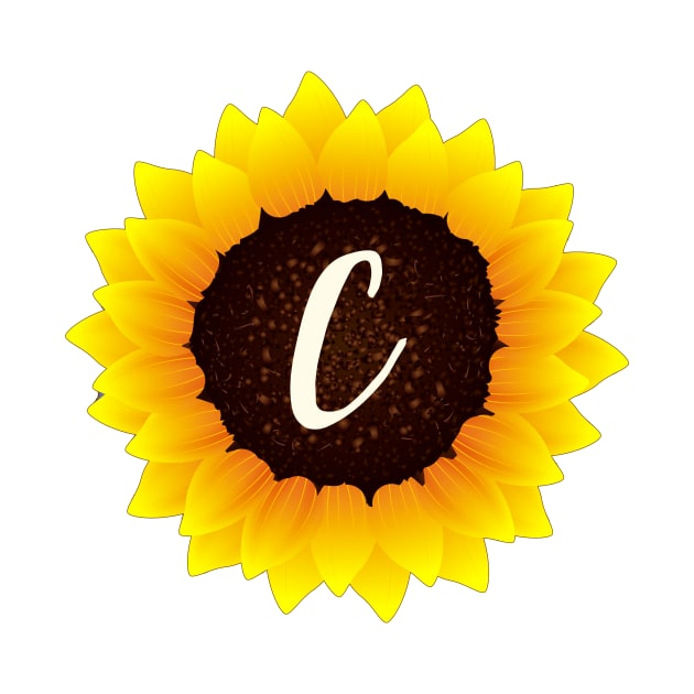 Floral Monogram C Bright Yellow Sunflower by floralmonogram