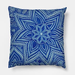 Blue Starfish Snowflakes Pillow