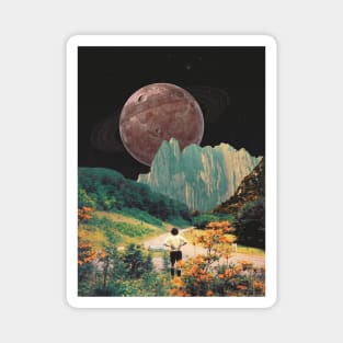 Journey Views - Retro Futurism, Vintage Sci-Fi, Space Collage Magnet