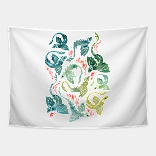 Dragon fire turquoise & green Tapestry