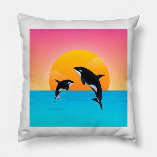 Pink Sunset Orca Pillow