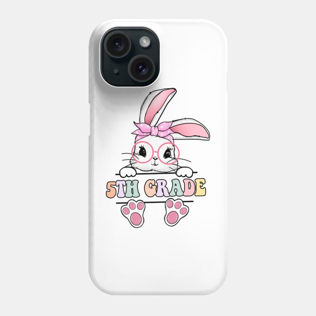 Vintage Happy Easter Bunny 5th Grade Teacher For Girls Kids Phone Case by luxembourgertreatable