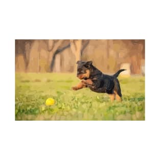 Playful Rottweiler Puppy Digital Painting T-Shirt