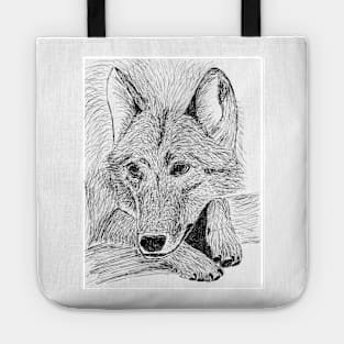 Hand drawn wolf (pen & ink) Tote