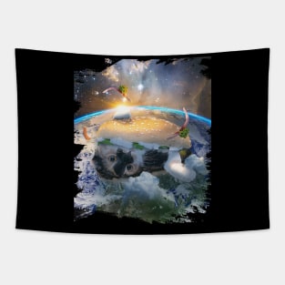 Giant Cat Hamburger Cheeseburger In Space Tapestry