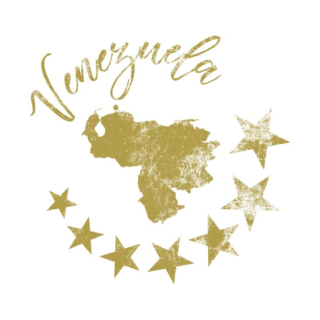 Venezuela Gold 7 Estrellas Map by SabasDesign