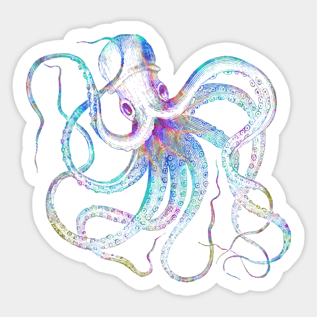 Psychedelic Octopus Trippy Kraken Ocean Sea Monster - Octopus - Sticker
