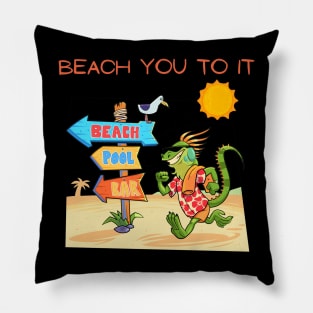 Beach you to it - running Iguana Pillow