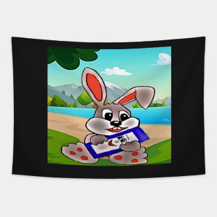 Rabbit with Mobile phone Tapestry