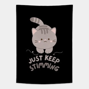 Just Keep Stimming - Cat Version (Dark) Tapestry