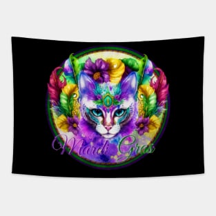 Mardi Gras 2023 Festive Cat Design Tapestry