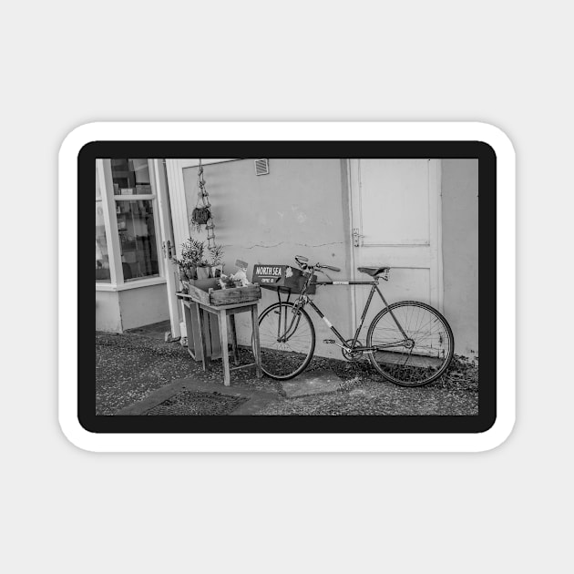 Bike by the beach side cafe Magnet by yackers1