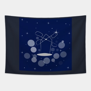 Mill, harvest, flour. Banner, illustration with dark blue color background Tapestry