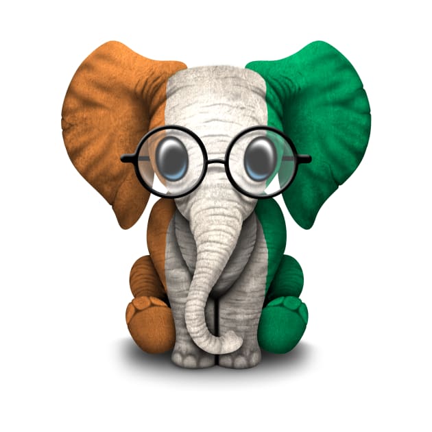 Baby Elephant with Glasses and Ivory Coast Flag by jeffbartels