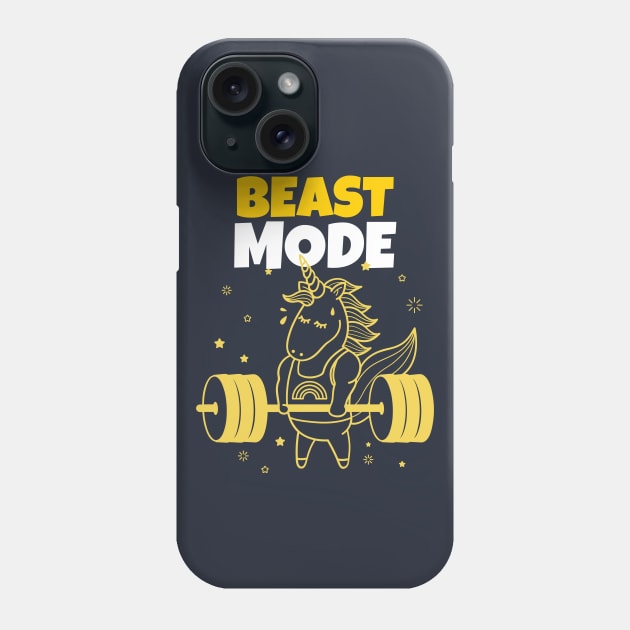 Beast Mode On - Unicorn Workout - Motivational Gym Quote Phone Case by stokedstore