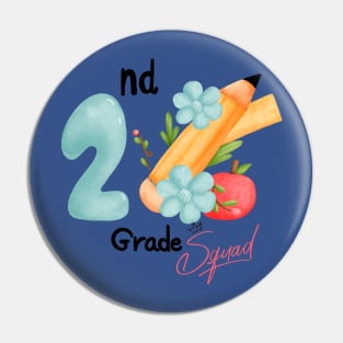 2nd Grade Squad Retro Teacher Team - Back To School - 1st Day of School Pin