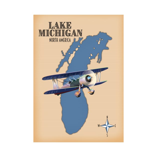 Lake Michigan vintage map by nickemporium1