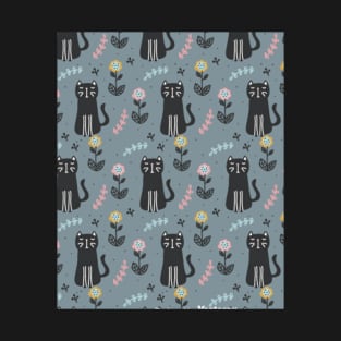 Cute black cat pattern T-Shirt