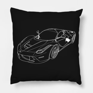 La Ferrari Wireframe White Drawing Pillow