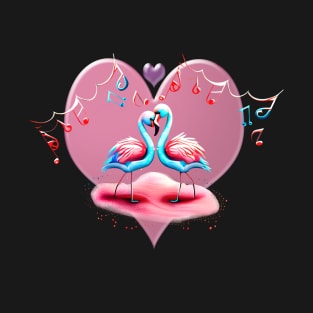 Pink flamingos and heart T-Shirt