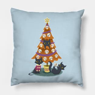 Meowy christmas sugar skulls Pillow