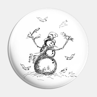 Snowman with Birds Pin