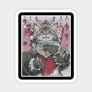 The Queen of Hearts Cat - White Outlined Version Magnet