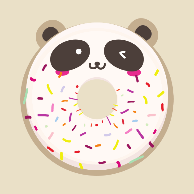 Winking Panda Kawaii Donut by InkyArt