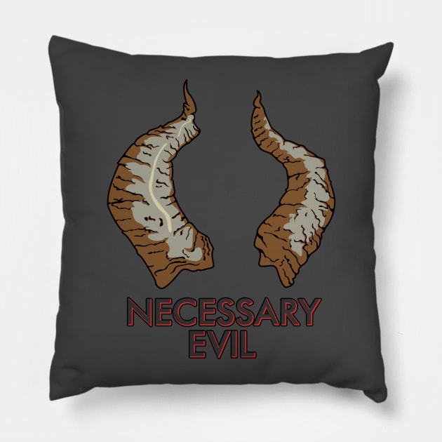 Necessary Evil, Horns Pillow by Xenowell