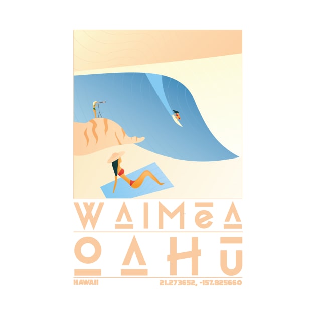 Waimea, Oahu, Hawaii Travel Poster by JDP Designs