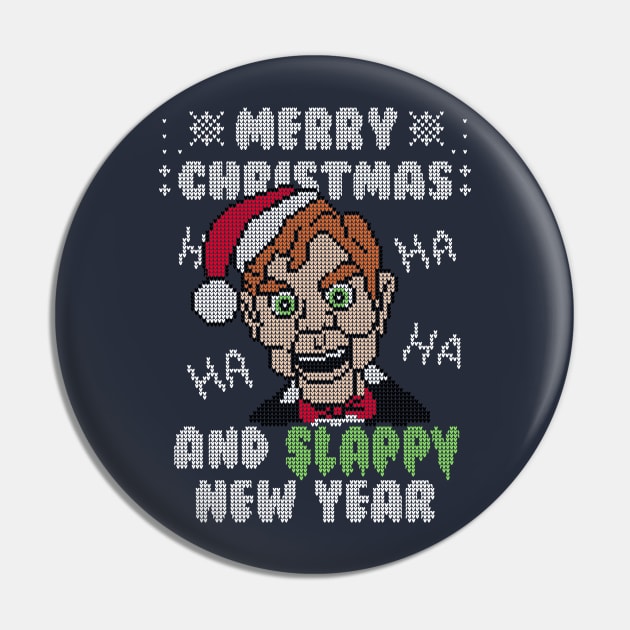 Slappy New Year! - Ugly Christmas Sweater Pin by Raffiti