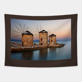 Old windmills of Chios island Tapestry