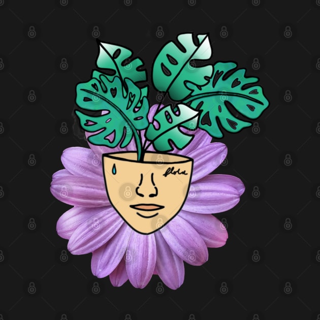 Surreal Monstera and Purple Petal Person by Tenpmcreations