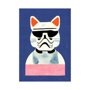 Stormtrooper Cat Retro Poster Vintage Art Space Wall Stars Galaxy Illustration T-Shirt